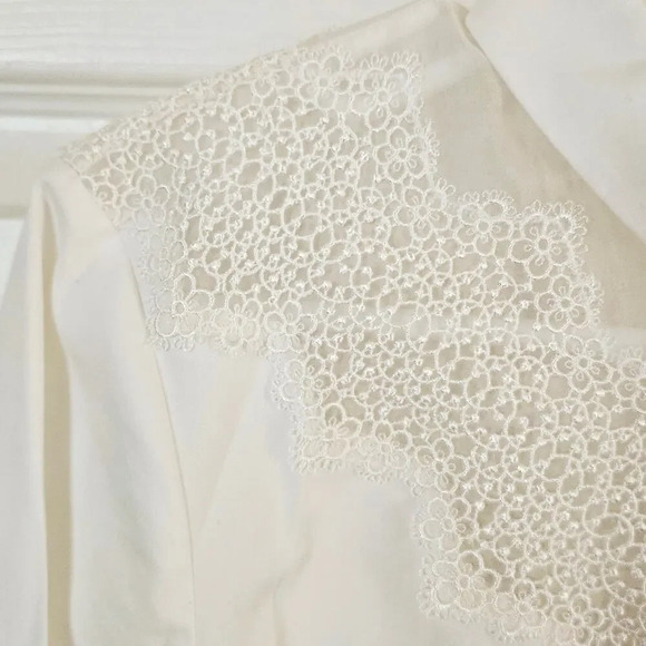 Elie Tahari NWOT Women's Lace Embroidery Button Down Blouse Small‎ Sheer Silk - Picture 5 of 15